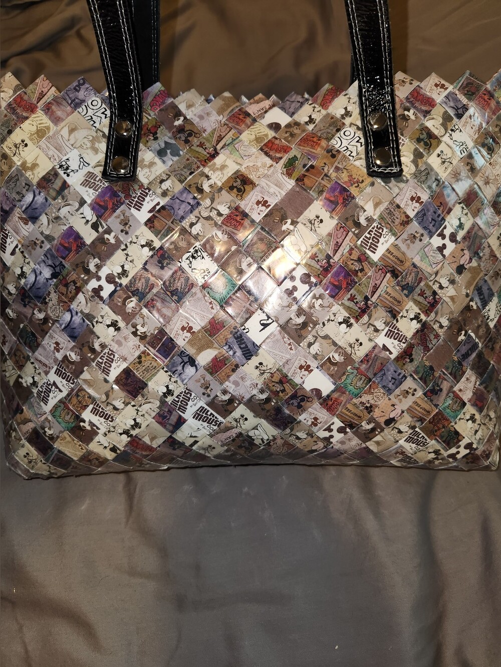 Nauhi Ollin Handwoven Multicolor Tote With Mickey Mouse Pattern - Picture 9 of 10